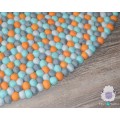 Orange and Teal Felt Ball Round Rug