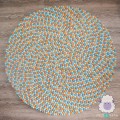 Orange and Teal Felt Ball Round Rug