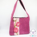Felt Pink Shoulder Bag with Flower Design