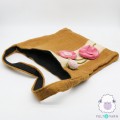 Felt Gold Hand Bag with Floral Design