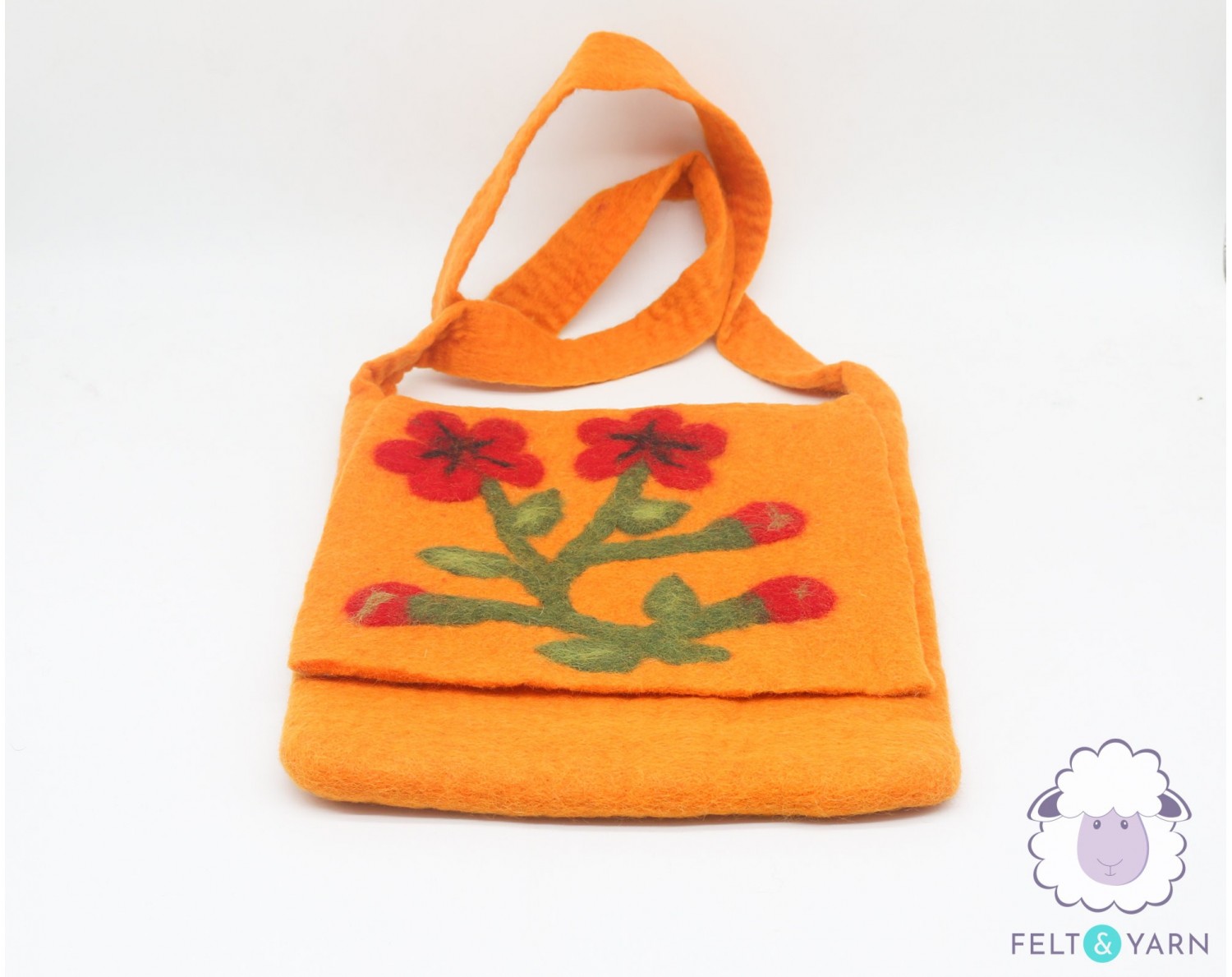 33 x 31cm Wool Felt Bag | Felt Orange Hand Bag | Shoulder Felt Bags