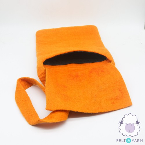 Handmade Orange Felt Bag with Flower Accent