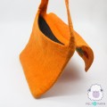 Handmade Orange Felt Bag with Flower Accent