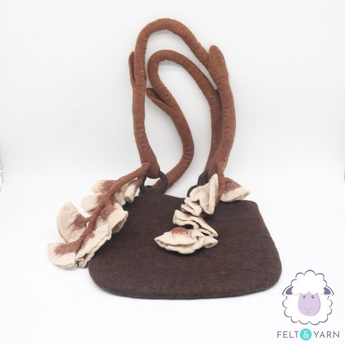 Handcrafted Felt Shoulder Bag with Floral Accents