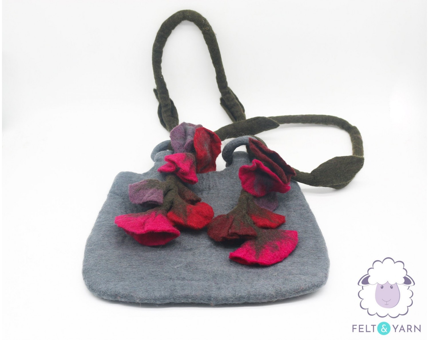 29 x 32cm Wool Felt Bag | Felt Flower Hand Bag | Shoulder Felt Bags