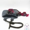 Grey Felt Bag with Flowers Handle