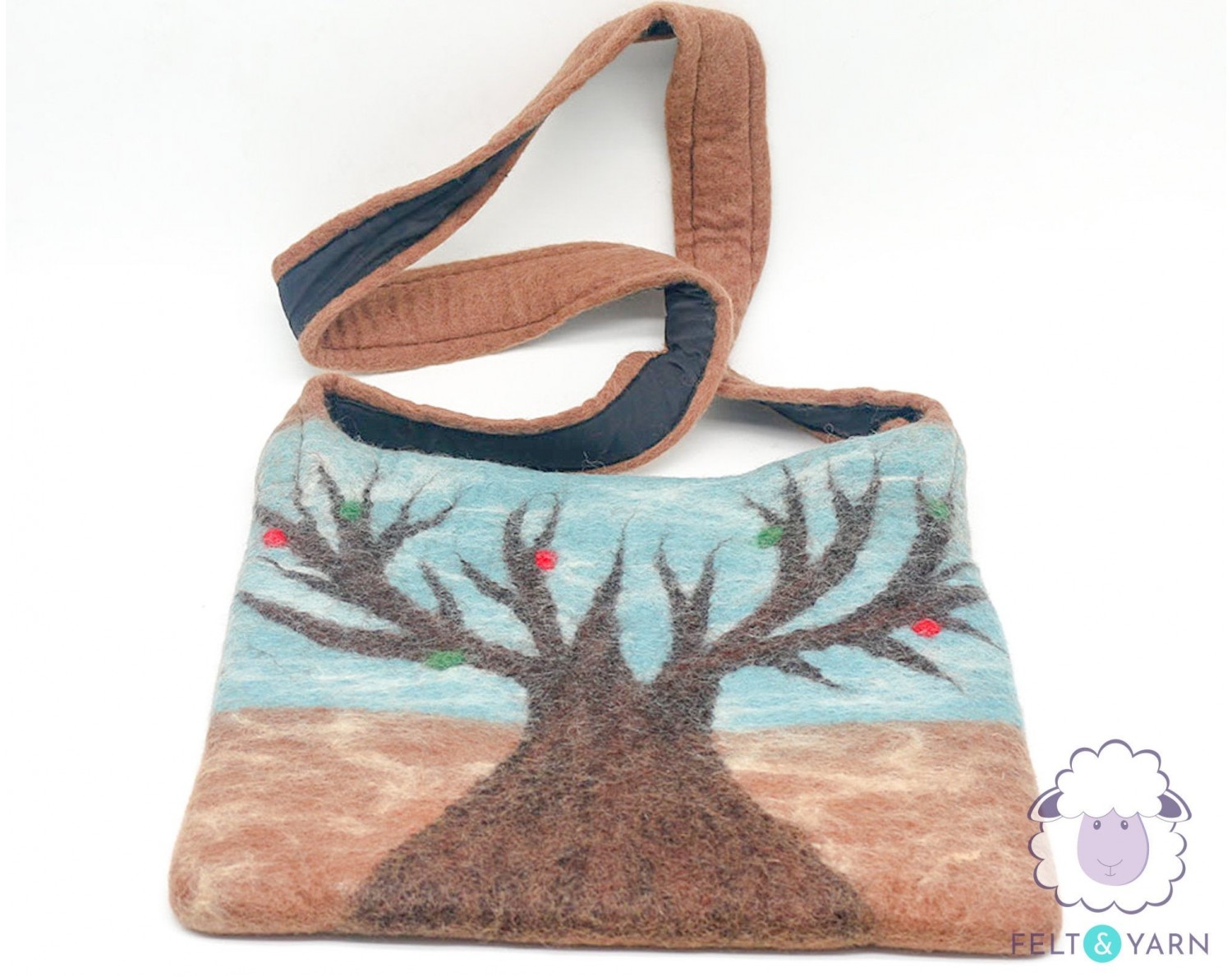 32 x 33cm Wool Felt Bag | Felt Tree Hand Bag | Shoulder Felt Bags