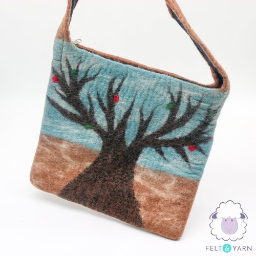 Wool Felt Bag with Tree of Life Design