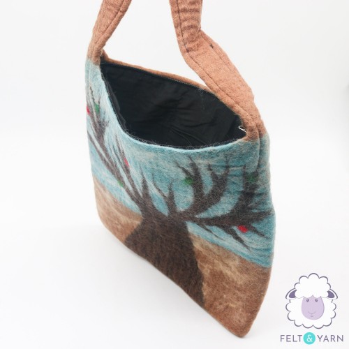 Wool Felt Bag with Tree of Life Design