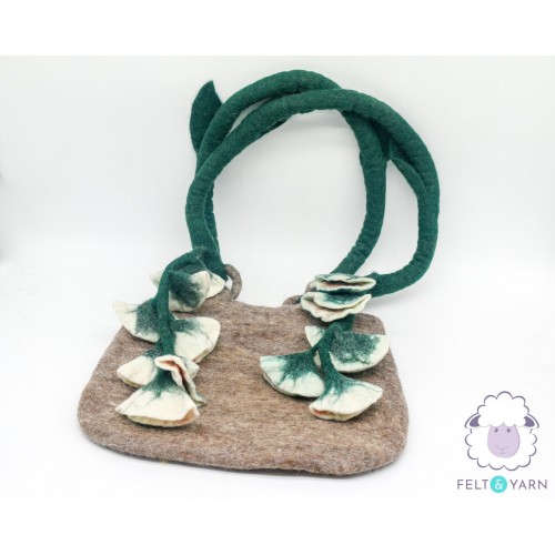 Handcrafted Felt Bag with Floral Detailing - Felt and Yarn