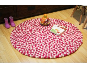 Bright Red Felt Ball Rug