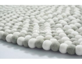 Gray White Felt Ball Round Rug