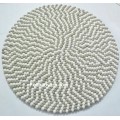 Gray White Felt Ball Round Rug