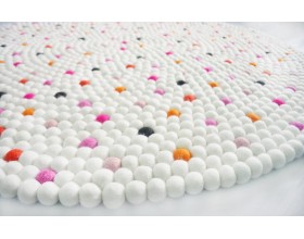 White Felt Ball Rug with...