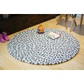 Light Blue and Black Felt Ball Rug