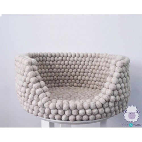Light Grey Felt Ball Dog Bed