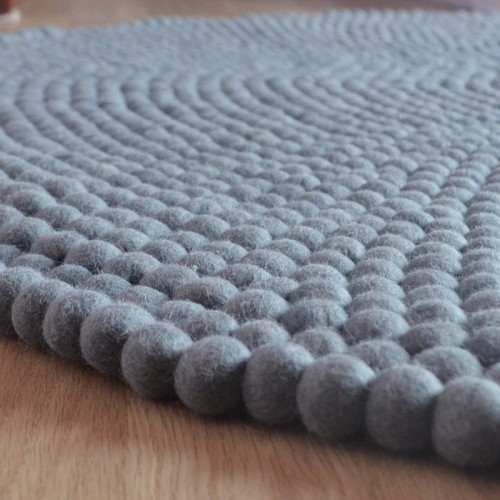Dark Gray Felt Ball Rug