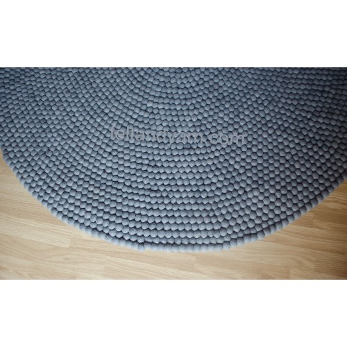 Dark Gray Felt Ball Rug