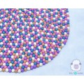 Vibrant Pink and Blue Wool Felt Ball Rug