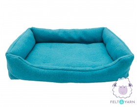 Wool Felt Blue Bolster Dog Bed