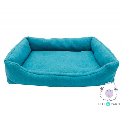Wool Felt Blue Bolster Dog Bed