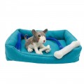 Wool Felt Blue Bolster Dog Bed