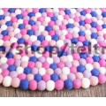 Bright Pink and Blue Combo Felt Ball Rug