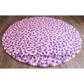 Bright Pink and Blue Combo Felt Ball Rug