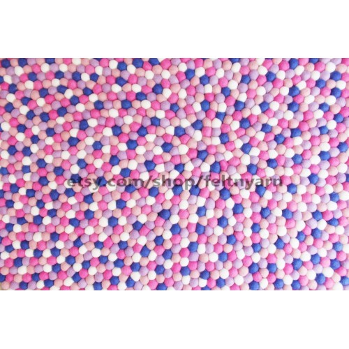Bright Pink and Blue Combo Felt Ball Rug