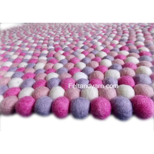 Sweet Pastel Color Combo Felt Ball Rug