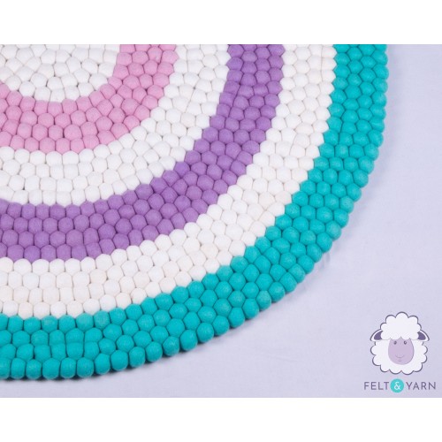 Vibrant Six-layer Rainbow Felt Ball Rug