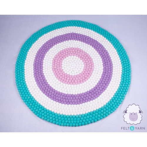 Vibrant Six-layer Rainbow Felt Ball Rug