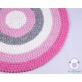 Vibrant Pink Six-layer Rainbow Felt Ball Rug