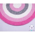 Vibrant Pink Six-layer Rainbow Felt Ball Rug