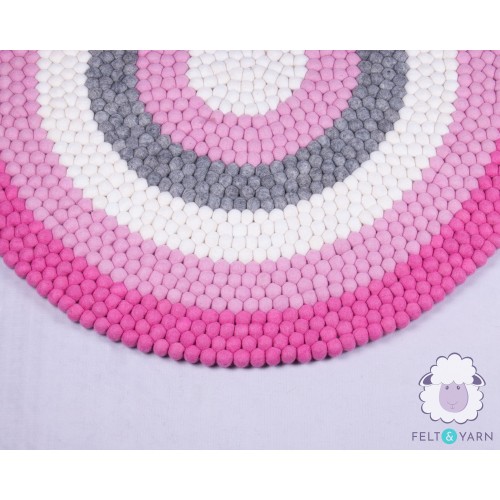 Vibrant Pink Six-layer Rainbow Felt Ball Rug
