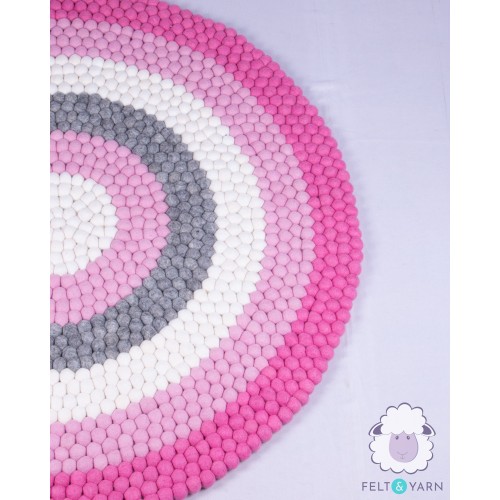 Vibrant Pink Six-layer Rainbow Felt Ball Rug