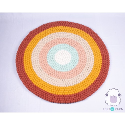Six-layer Orange Rainbow Felt Ball Rug