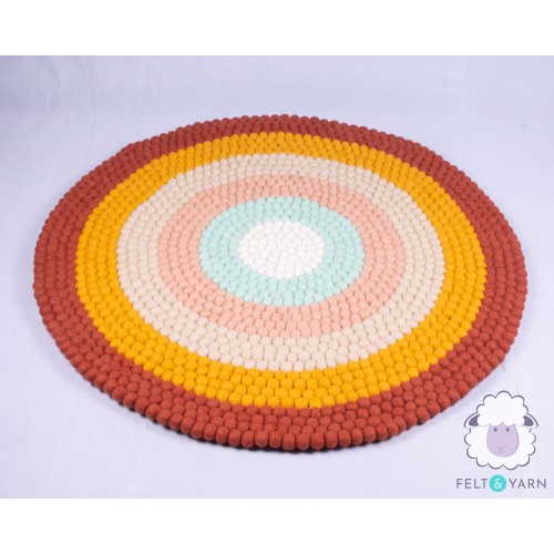 Six-layer Orange Rainbow Felt Ball Rug