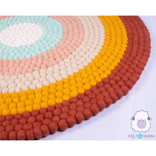 Six-layer Orange Rainbow Felt Ball Rug