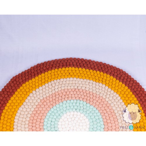 Six-layer Orange Rainbow Felt Ball Rug