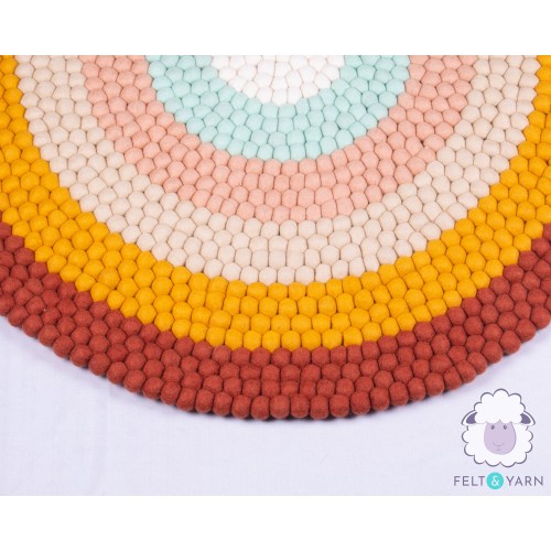 Six-layer Orange Rainbow Felt Ball Rug
