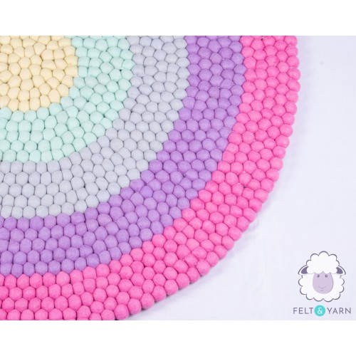 Five-layered Rainbow Felt Ball Rug