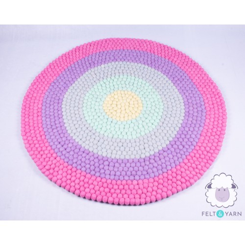Five-layered Rainbow Felt Ball Rug