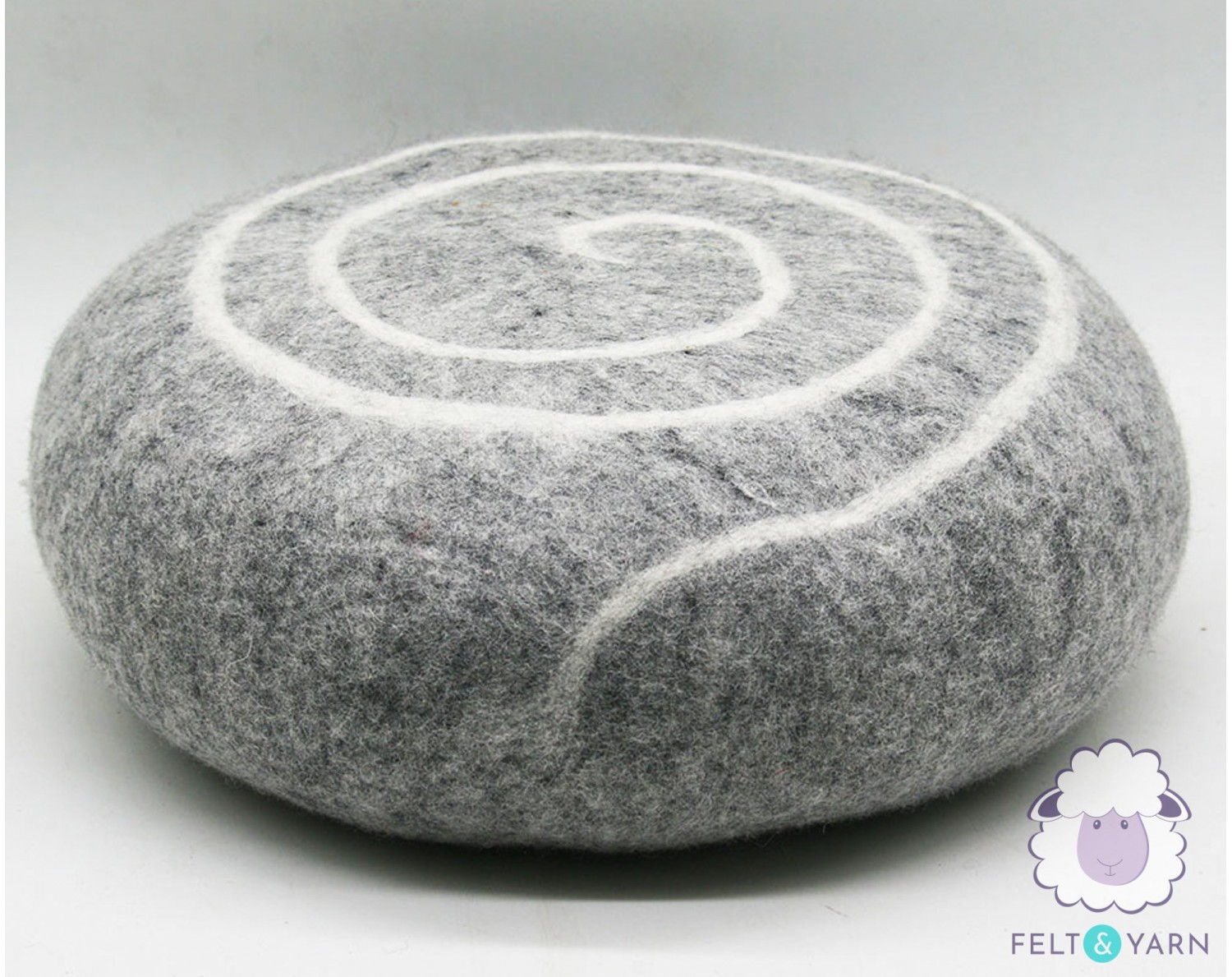 40x15cm Wool Felt Pouf | Grey Wool Felt Stone Pouf