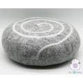 40x15cm Wool Felt Pouf | Grey Wool Felt Stone Pouf