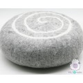 40x15cm Wool Felt Pouf | Grey Wool Felt Stone Pouf