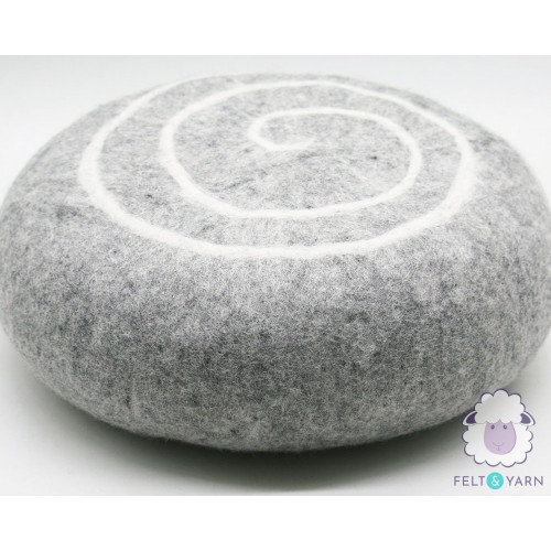 40x15cm Wool Felt Pouf | Grey Wool Felt Stone Pouf