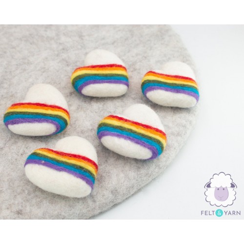 5cm Rainbow Felt Heart