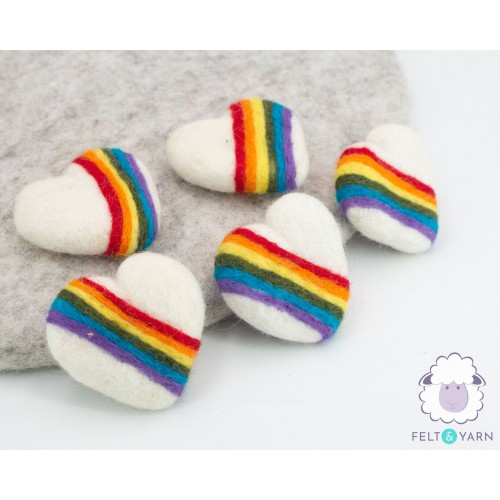 5cm Rainbow Felt Heart