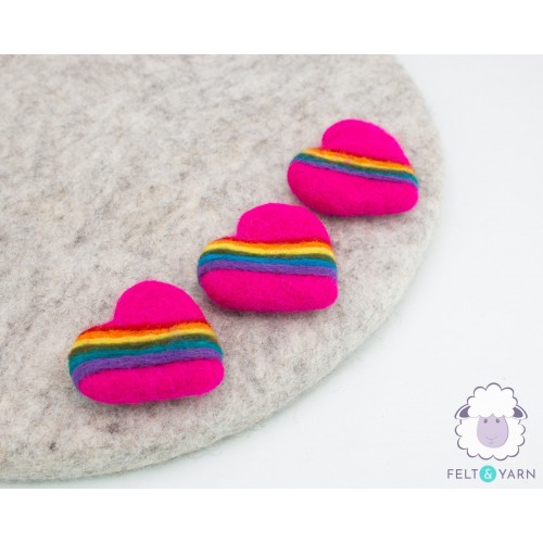 5cm Rainbow Felt Heart